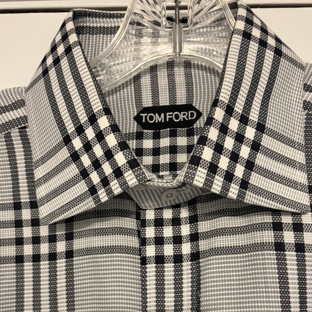 Tom Ford Black and White Checked Dress Shirt